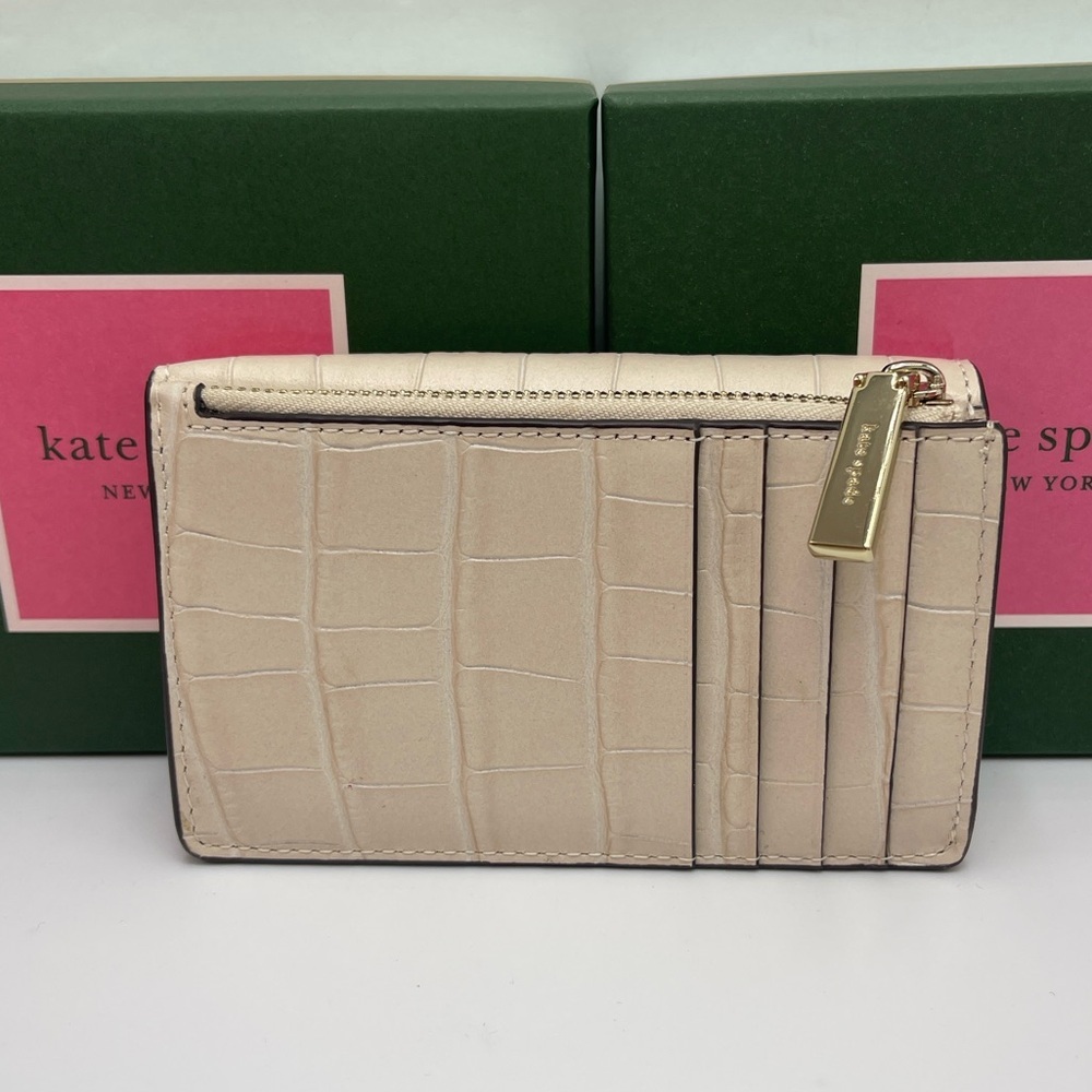 Kate Spade Dumpling Small Croco Embossed Leather Flap Card Holder 
Bare Baige - Picture 11 of 16